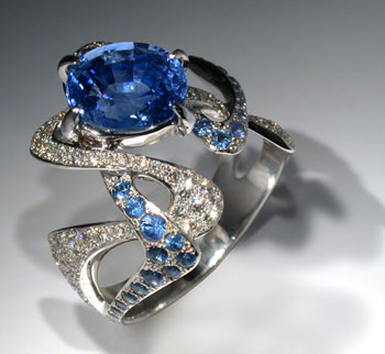 The ring. Sapphire, diamond